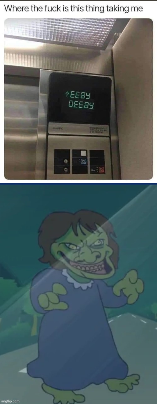 image tagged in elevator eeby deeby,ooga booga | made w/ Imgflip meme maker