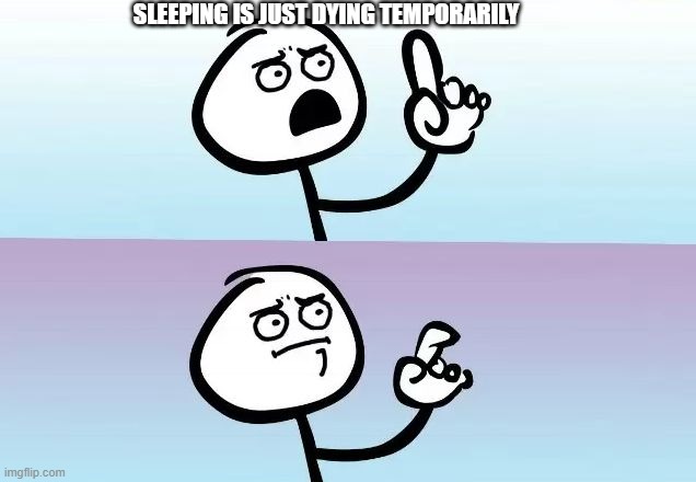 Speechless Stickman | SLEEPING IS JUST DYING TEMPORARILY | image tagged in speechless stickman | made w/ Imgflip meme maker