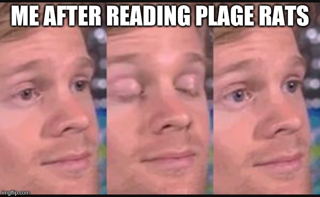 Blinking guy | ME AFTER READING PLAGE RATS | image tagged in blinking guy | made w/ Imgflip meme maker