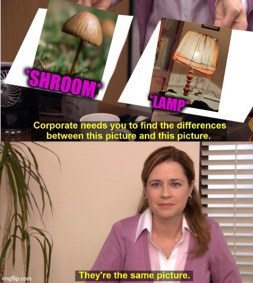 -Same light. | *SHROOM*; *LAMP* | image tagged in memes,they're the same picture,magic mushrooms,i love lamp,lights,forest | made w/ Imgflip meme maker