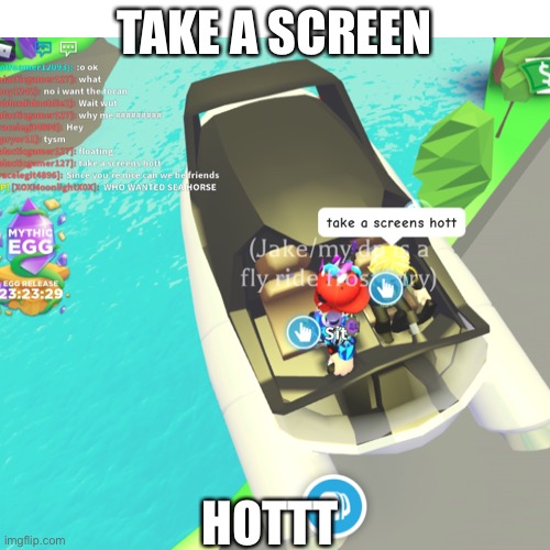 Screen hot | TAKE A SCREEN; HOTTT | image tagged in adopt me | made w/ Imgflip meme maker