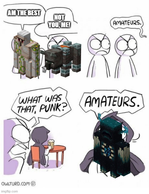 new nightmare for miners | AM THE BEST; NOT YOU, ME! | image tagged in amateurs | made w/ Imgflip meme maker
