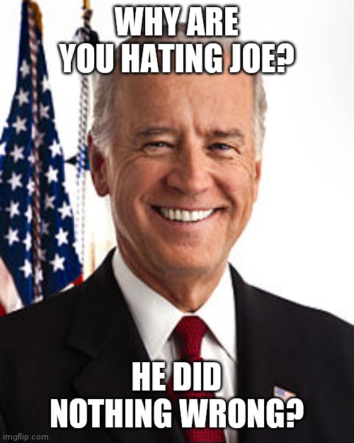 why u guys hate joe??? Your ip address is 696.42069.420 | WHY ARE YOU HATING JOE? HE DID NOTHING WRONG? | image tagged in memes,joe biden | made w/ Imgflip meme maker