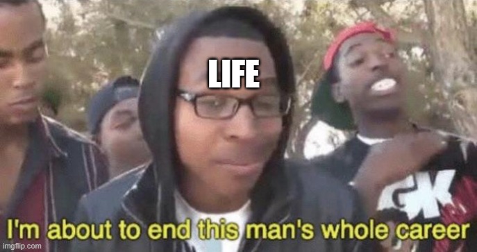 I’m about to end this man’s whole career | LIFE | image tagged in i m about to end this man s whole career | made w/ Imgflip meme maker