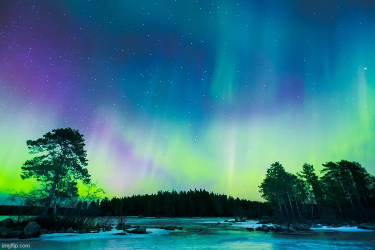 Radiation never looked so good. The Northern Lights (aka Aurora Borealis) at dusk | image tagged in aurora,awesomeness,nature,scenery | made w/ Imgflip meme maker