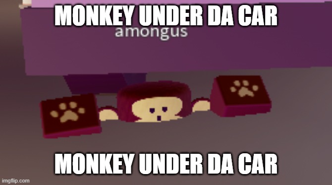 monkey under da car | MONKEY UNDER DA CAR; MONKEY UNDER DA CAR | image tagged in monkey,car,monke,car monke,monkey car,aaaaaaa | made w/ Imgflip meme maker