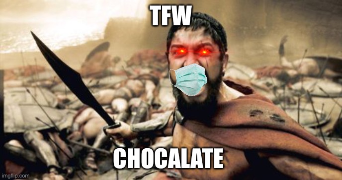 Sparta Leonidas | TFW; CHOCALATE | image tagged in memes,sparta leonidas | made w/ Imgflip meme maker