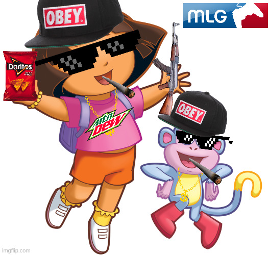 Dora & Boots Explored MLG | image tagged in mlg,dora the explorer | made w/ Imgflip meme maker
