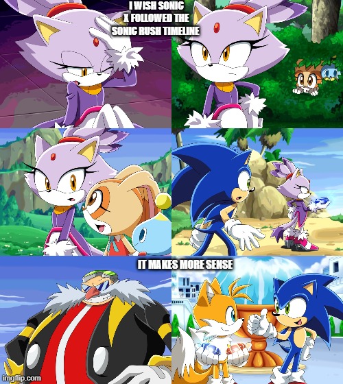 Sonic X | I WISH SONIC X FOLLOWED THE SONIC RUSH TIMELINE; IT MAKES MORE SENSE | image tagged in sonic x | made w/ Imgflip meme maker