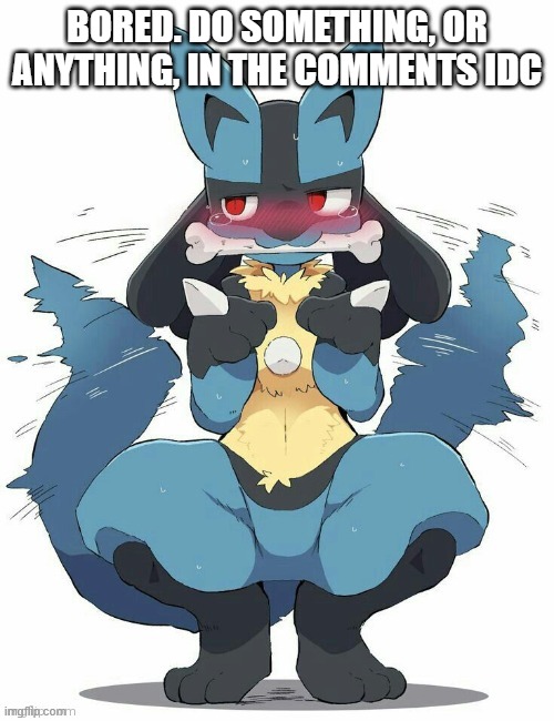 Lucario | BORED. DO SOMETHING, OR ANYTHING, IN THE COMMENTS IDC | image tagged in lucario | made w/ Imgflip meme maker