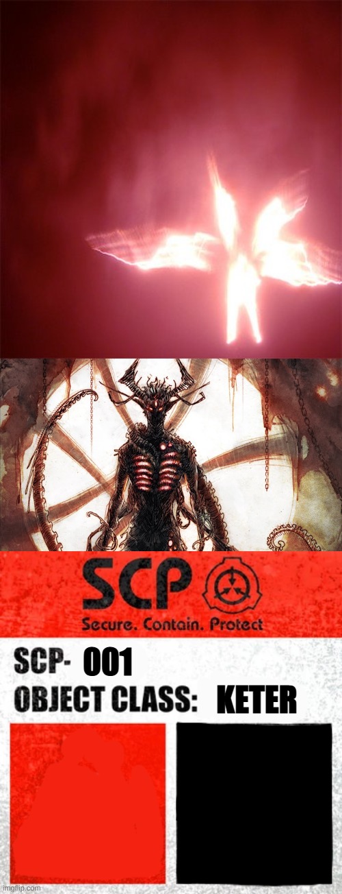 001 KETER | image tagged in scp 001,scp 001 the scarlet king,scp label template keter | made w/ Imgflip meme maker