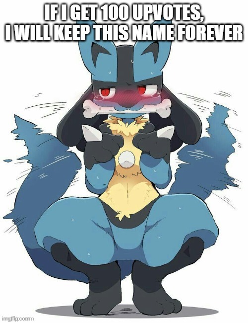 Lucario | IF I GET 100 UPVOTES, I WILL KEEP THIS NAME FOREVER | image tagged in lucario | made w/ Imgflip meme maker