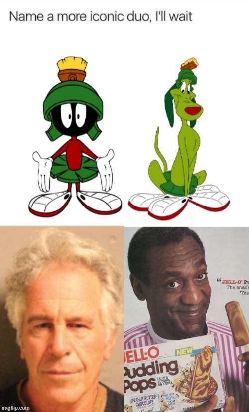 icon icon icon | image tagged in dark humor,name a more iconic duo,name a more iconic duo i'll wait,jeffrey epstein,bill cosby,funny | made w/ Imgflip meme maker