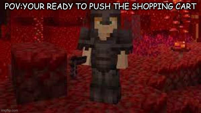 POV:Your Ready To Push The Shoppin Cart | POV:YOUR READY TO PUSH THE SHOPPING CART | image tagged in netherite guy | made w/ Imgflip meme maker