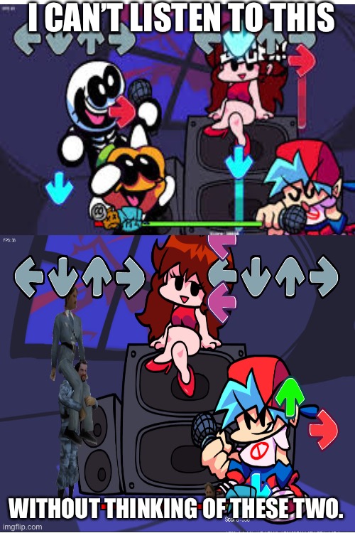 Skid and pump no. Swag master and Chris? Yes |  I CAN’T LISTEN TO THIS; WITHOUT THINKING OF THESE TWO. | image tagged in blank white template,smg4,fnf,memes,oh wow are you actually reading these tags,stop reading the tags | made w/ Imgflip meme maker