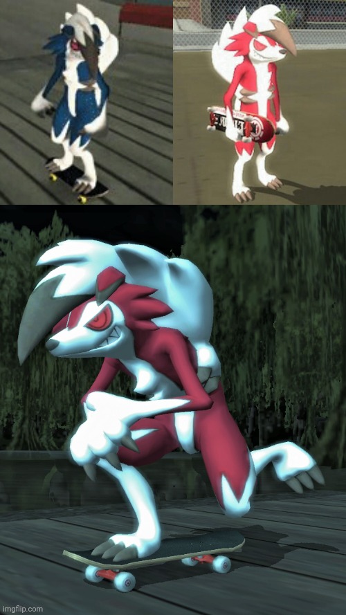 Lycanroc sket (i don't remember posting this) | image tagged in skateboarding,lycanroc,memes,pokemon,mod,funny | made w/ Imgflip meme maker