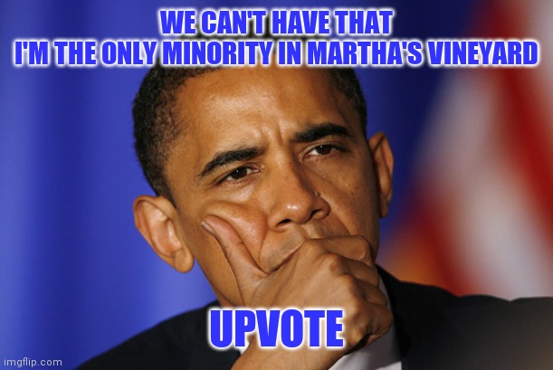 WE CAN'T HAVE THAT
I'M THE ONLY MINORITY IN MARTHA'S VINEYARD UPVOTE | made w/ Imgflip meme maker