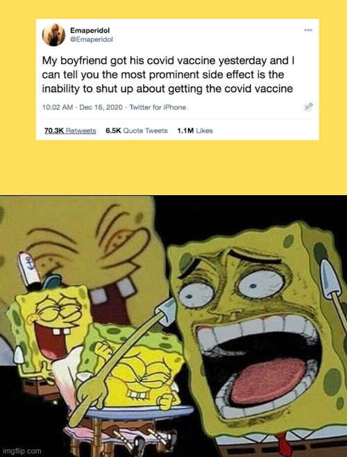 [INSERT TITLE HERE] | image tagged in spongebob laughing hysterically | made w/ Imgflip meme maker