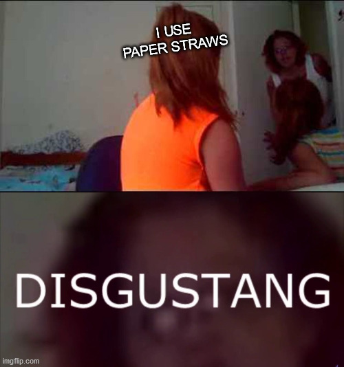 DISGUSTANG | I USE PAPER STRAWS | image tagged in disgustang | made w/ Imgflip meme maker
