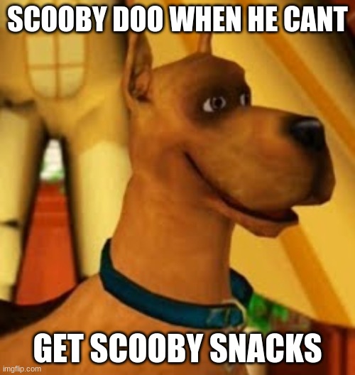 SCOOBY DOO WHEN HE CANT; GET SCOOBY SNACKS | image tagged in scooby doo | made w/ Imgflip meme maker