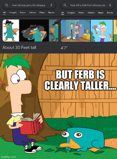 BUT FERB IS CLEARLY TALLER.... | made w/ Imgflip meme maker