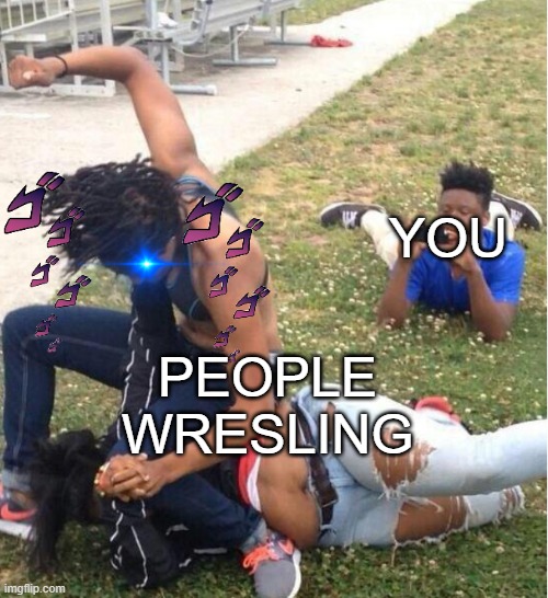 FIGHT | YOU; PEOPLE WRESLING | image tagged in guy recording a fight | made w/ Imgflip meme maker