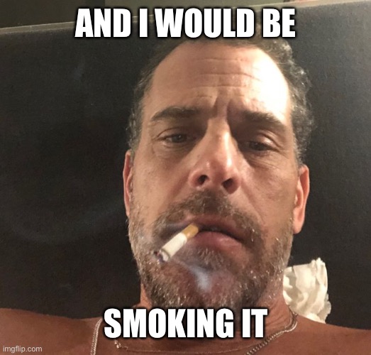 Hunter Biden | AND I WOULD BE SMOKING IT | image tagged in hunter biden | made w/ Imgflip meme maker