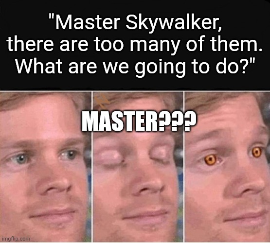 This is outrageous! It's unfair! |  "Master Skywalker, there are too many of them. What are we going to do?"; MASTER??? | image tagged in darkside excuse me,anakin skywalker,anakin,anakin kills younglings,star wars,memes | made w/ Imgflip meme maker
