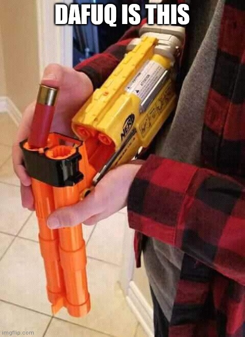 Nerf shotgun | DAFUQ IS THIS | image tagged in nerf shotgun | made w/ Imgflip meme maker