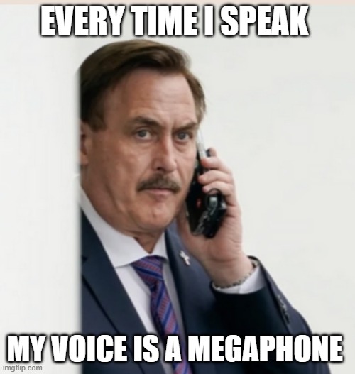 MyPillow | EVERY TIME I SPEAK; MY VOICE IS A MEGAPHONE | image tagged in mypillow | made w/ Imgflip meme maker