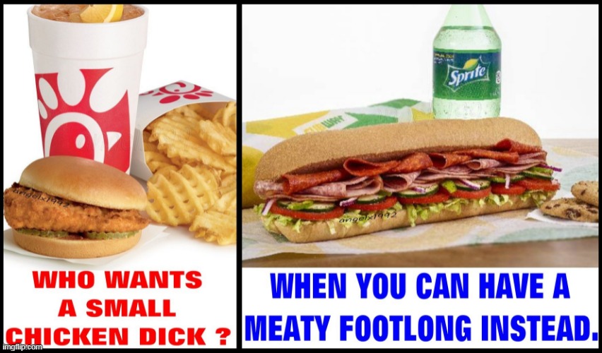 image tagged in food,chick-fil-a,subway,sandwich,foodies,fast food | made w/ Imgflip meme maker