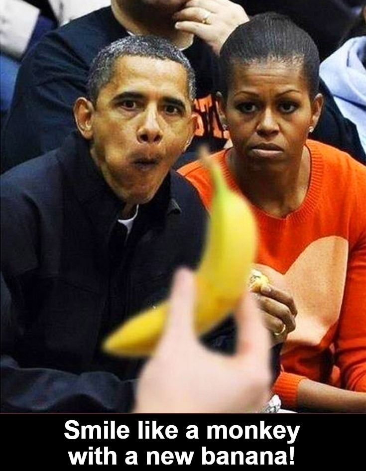 Smile like a monkey with a new banana! | image tagged in where banana,smile like a monkey,obama banana,bubba and barack,oral sex,blowjob | made w/ Imgflip meme maker