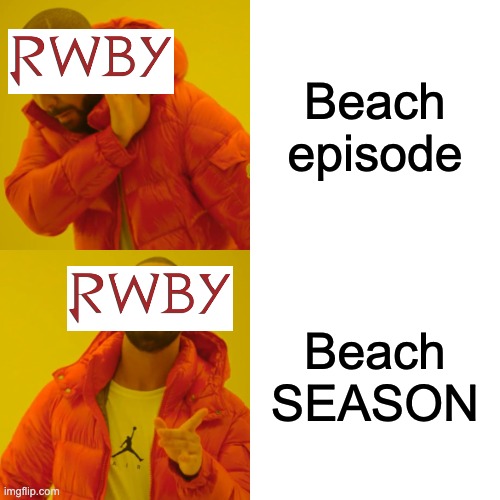 Drake Hotline Bling | Beach episode; Beach SEASON | image tagged in memes,drake hotline bling,rwby,anime | made w/ Imgflip meme maker