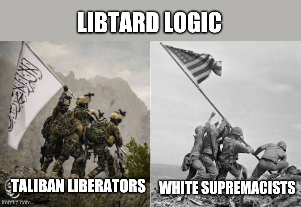 LIBTARD LOGIC; WHITE SUPREMACISTS; TALIBAN LIBERATORS | made w/ Imgflip meme maker