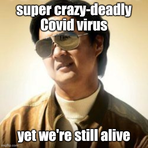 but did we die? | super crazy-deadly Covid virus; yet we're still alive | image tagged in but did you die | made w/ Imgflip meme maker