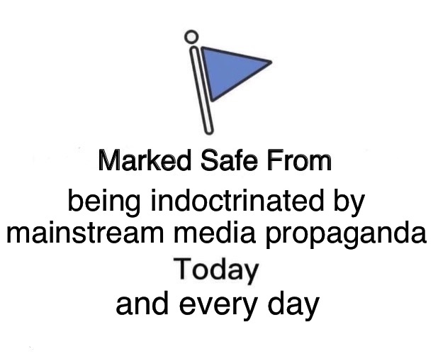 Safe | being indoctrinated by mainstream media propaganda; and every day | image tagged in memes,marked safe from | made w/ Imgflip meme maker