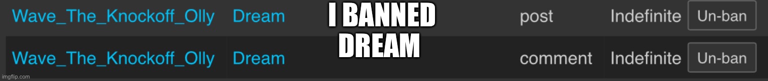 I BANNED DREAM | made w/ Imgflip meme maker