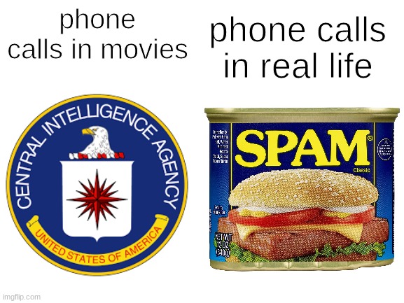 Is it not true? |  phone calls in movies; phone calls in real life | image tagged in blank white template | made w/ Imgflip meme maker
