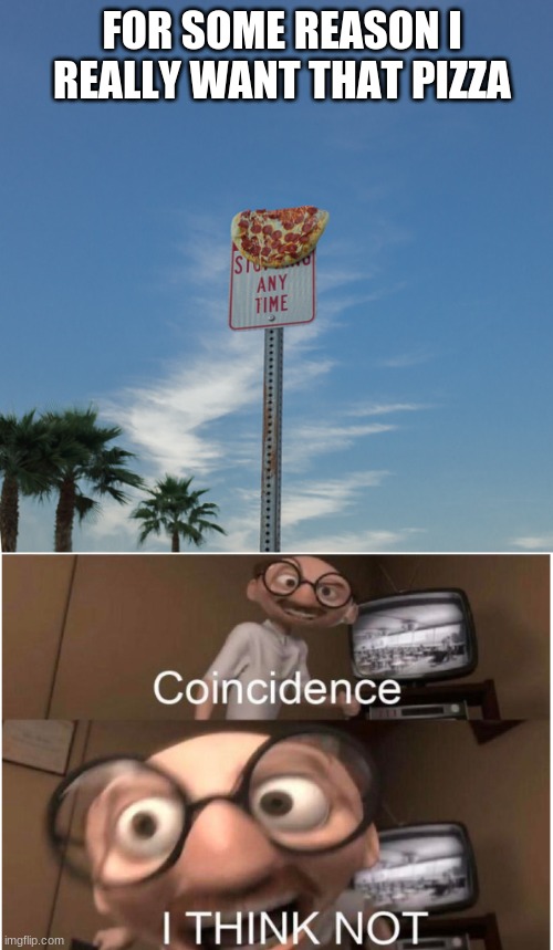 well its pizza | FOR SOME REASON I REALLY WANT THAT PIZZA | image tagged in coincidence i think not | made w/ Imgflip meme maker