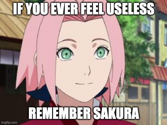 If you ever feel useless: | IF YOU EVER FEEL USELESS; REMEMBER SAKURA | image tagged in sakura | made w/ Imgflip meme maker