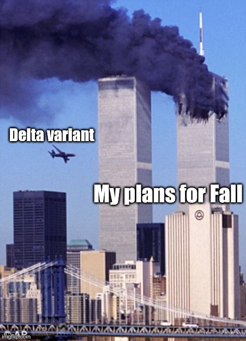 twin tower style | Delta variant; My plans for Fall | image tagged in twin tower style | made w/ Imgflip meme maker