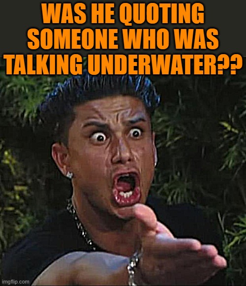 DJ Pauly D Meme | WAS HE QUOTING SOMEONE WHO WAS TALKING UNDERWATER?? | image tagged in memes,dj pauly d | made w/ Imgflip meme maker