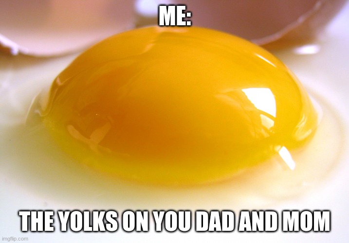ME: THE YOLKS ON YOU DAD AND MOM | made w/ Imgflip meme maker