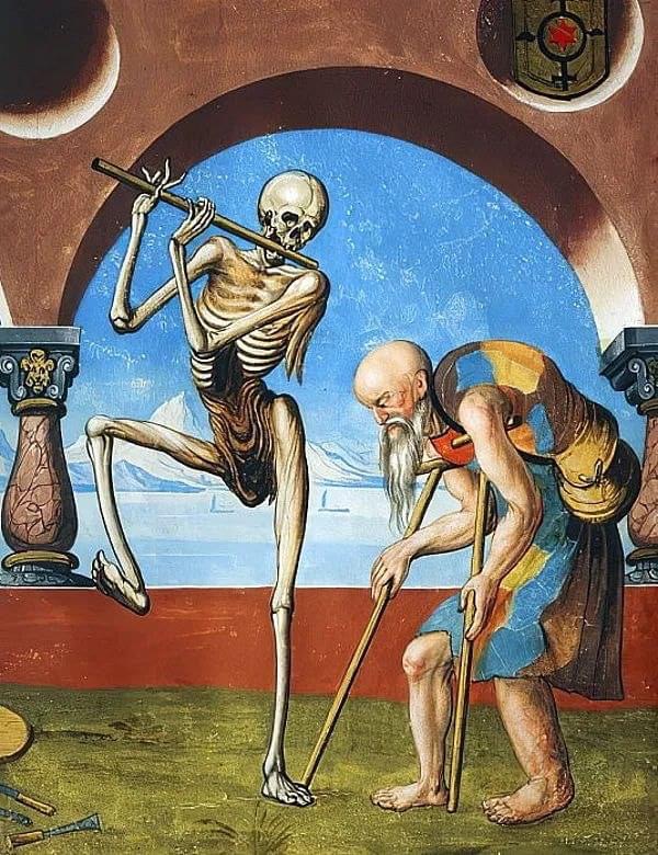 Death mocks a beggar by Niklaus Manuel 1516 Blank Meme Template