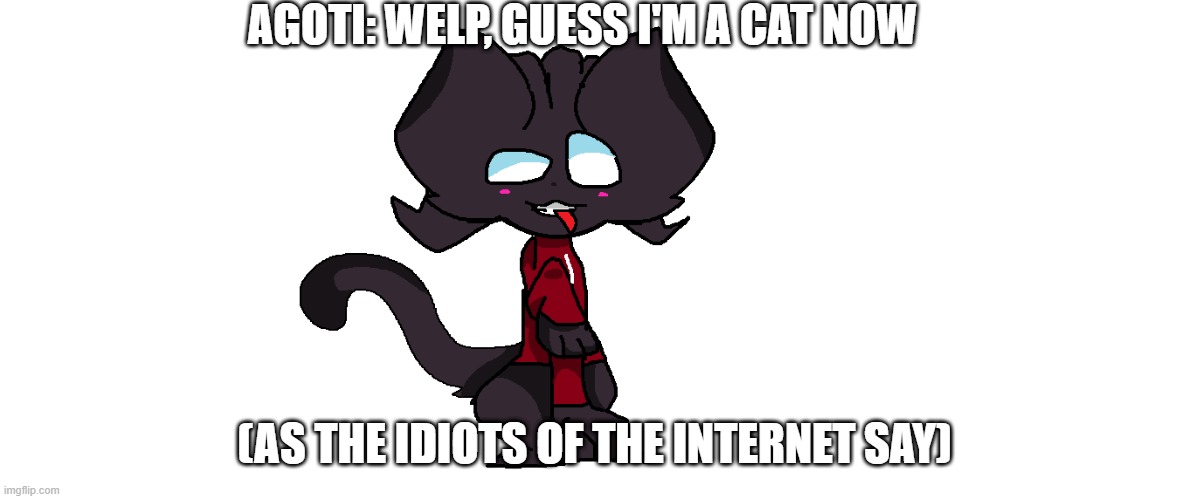 Oh no agoti became a cat. NOOOOOO!!! I still love this character tho. also I drew this in paint lol. | AGOTI: WELP, GUESS I'M A CAT NOW; (AS THE IDIOTS OF THE INTERNET SAY) | image tagged in fnf,agoti | made w/ Imgflip meme maker