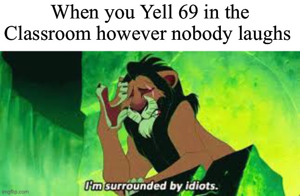 True story | When you Yell 69 in the Classroom however nobody laughs | image tagged in i'm surrounded by idiots | made w/ Imgflip meme maker
