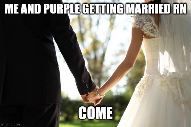 COME | ME AND PURPLE GETTING MARRIED RN; COME | image tagged in wedding | made w/ Imgflip meme maker