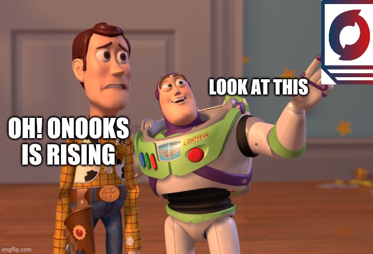 Onooks are one of the links in the cryptocurrency world. | LOOK AT THIS; OH! ONOOKS IS RISING | image tagged in memes,onooks,etherum,bitcoin,cryptocurrency,crypto trade | made w/ Imgflip meme maker