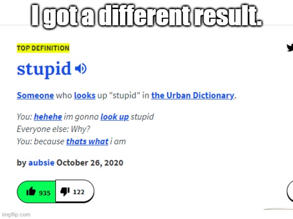 I got a different result. | made w/ Imgflip meme maker