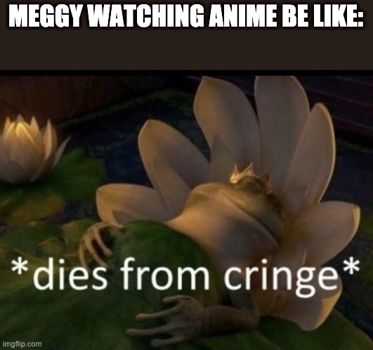 Dies from cringe | MEGGY WATCHING ANIME BE LIKE: | image tagged in dies from cringe | made w/ Imgflip meme maker